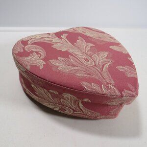 Brocade fabric covered Heart Shaped music box jewelry box trinket box